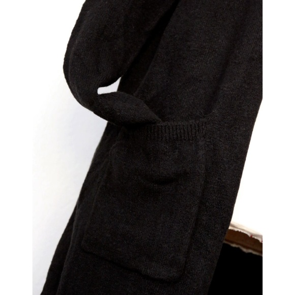 ZARAKNIT Black Long Duster Sweater Open Cardigan - Picture 4 of 8
